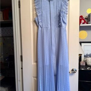 Self-Portrait Dress - LIKE NEW - Sky Blue Pleated Dress with belt
